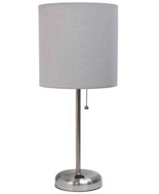 Oslo 19.5" Contemporary Bedside Standard Metal Table Desk Lamp with White Drum Fabric Shade