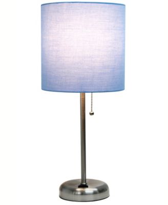Oslo 19.5" Contemporary Bedside Standard Metal Table Desk Lamp with White Drum Fabric Shade