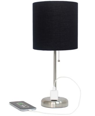 Oslo 19.5" Contemporary Bedside Standard Metal Table Desk Lamp with White Drum Fabric Shade