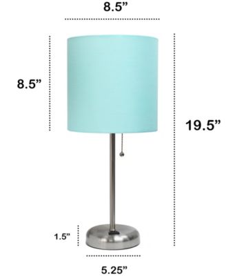 Oslo 19.5" Contemporary Bedside Standard Metal Table Desk Lamp with White Drum Fabric Shade