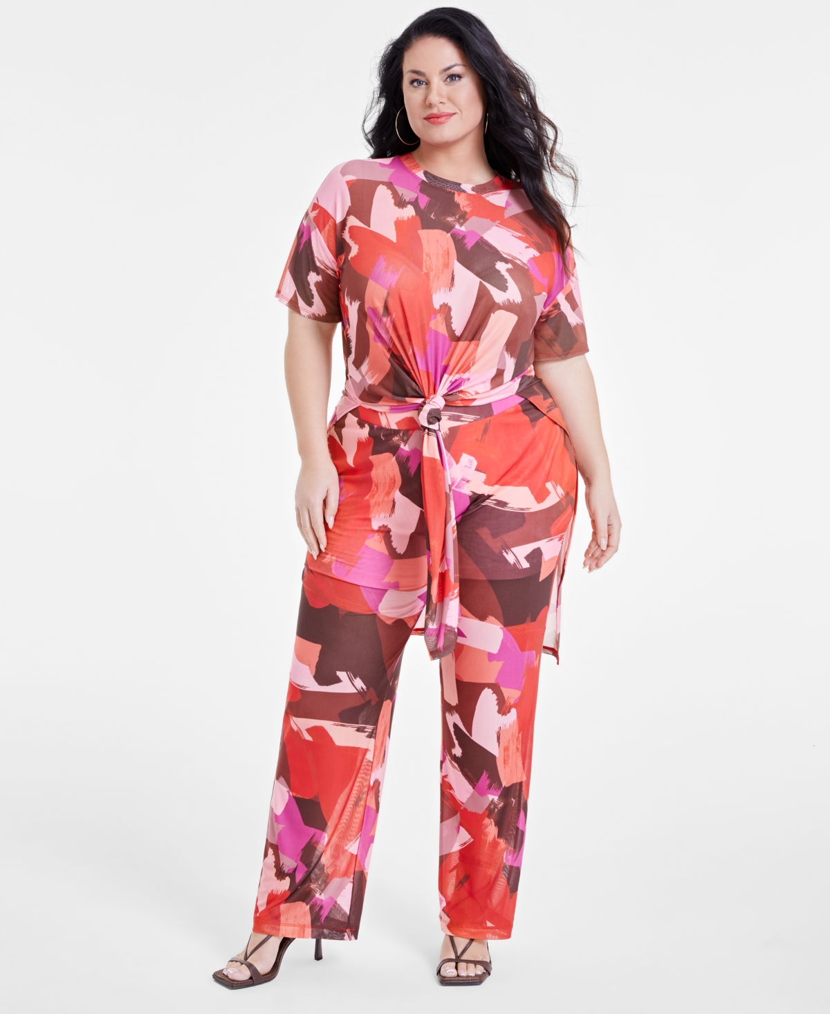 Nina Parker Trendy Plus Size Mesh Tunic, Created for Macy's