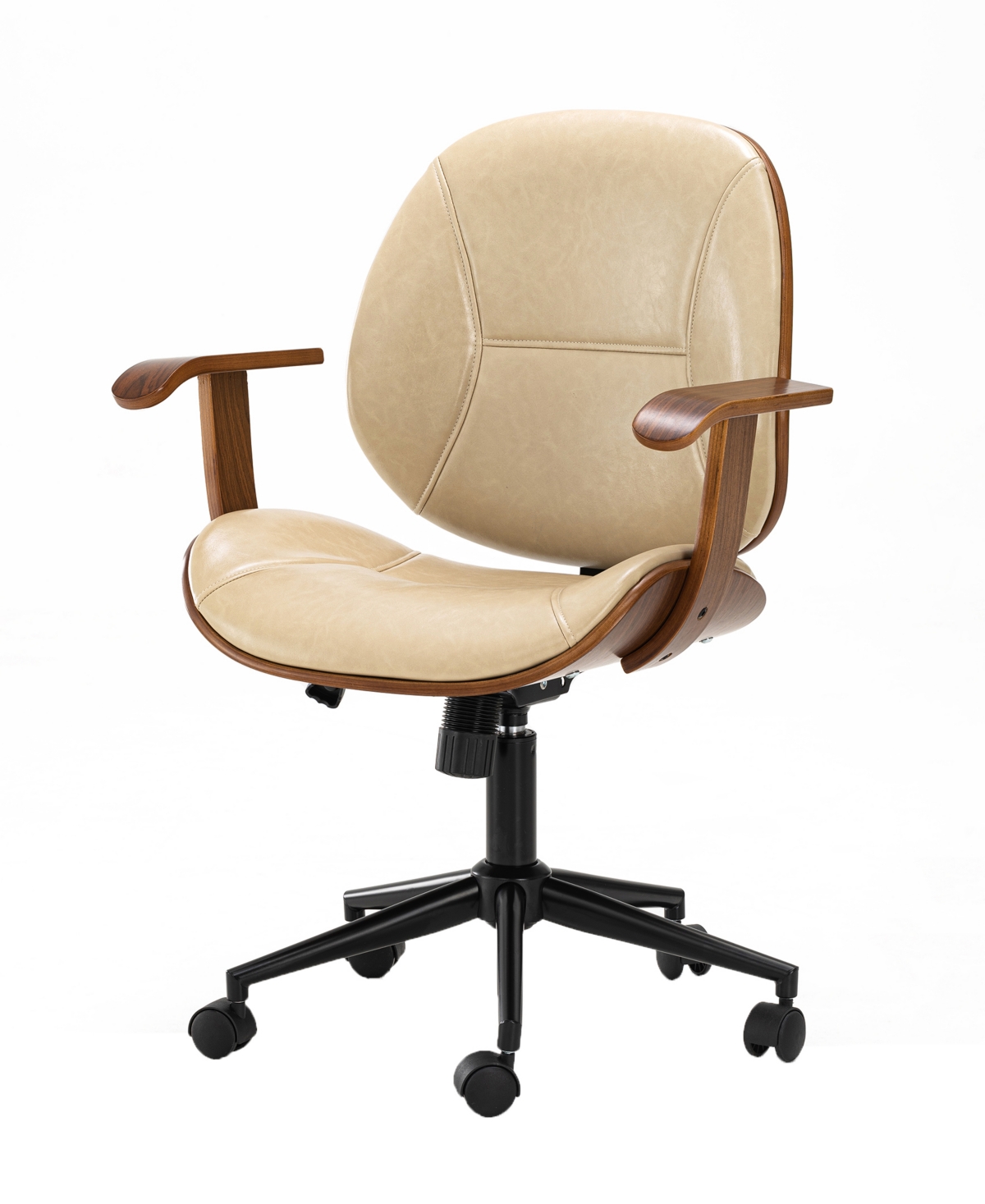 Glitzhome Leatherette Gaslift Adjustable Swivel Office Chair In Neutral