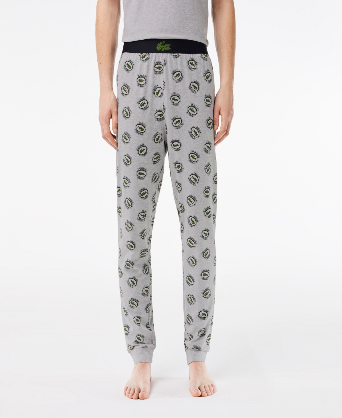 Shop Lacoste Men's Stretch Jersey Pajama Set In Silver Chine,multico