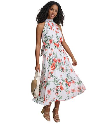 Calvin Klein Women's Floral A Line Dress Pink Size 14