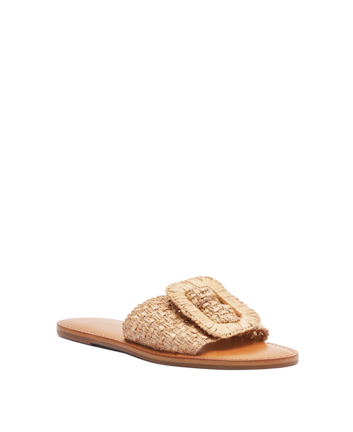 Shop Schutz Women's Cinna Flat Buckle Sandals In Natural