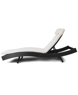 Patio Rattan Chaise Lounge Chair with Reclining Backrest Outdoor Seating