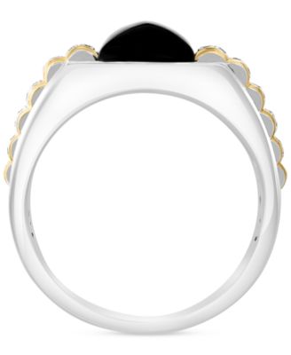 EFFY&reg; Men's Onyx & Diamond Accent Ring in Sterling Silver & 14k Gold-Plate