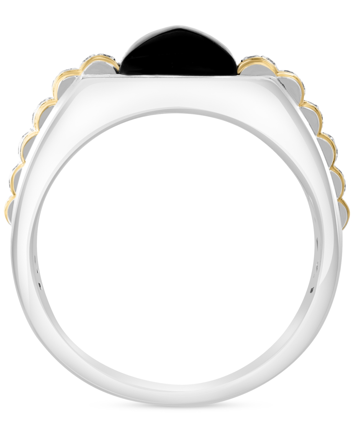 EFFY COLLECTION EFFY MEN'S ONYX & DIAMOND ACCENT RING IN STERLING SILVER & 14K GOLD-PLATE 