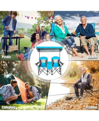 Portable Folding Camping Canopy Chairs with Cup Holder