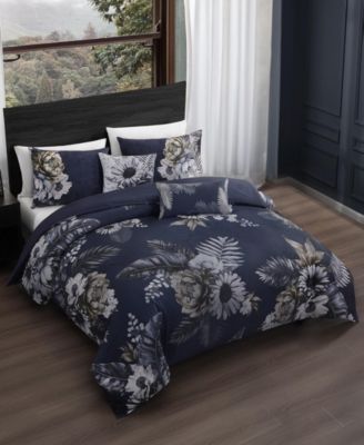 Forget Me Not 100% Cotton Sateen 5 Piece Reversible Comforter Set, King