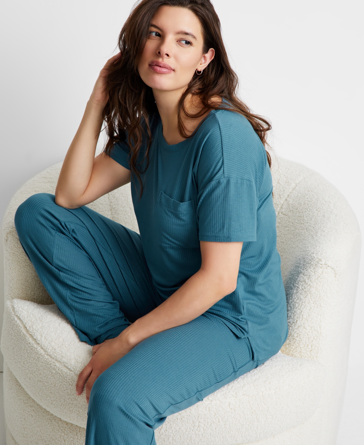State of Day Women's 2-Pc. Ribbed Short-Sleeve Pajamas Set, Created for Macy's