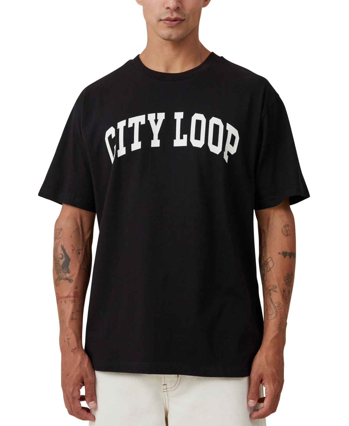 Men's Loose Fit College T-Shirt - Black