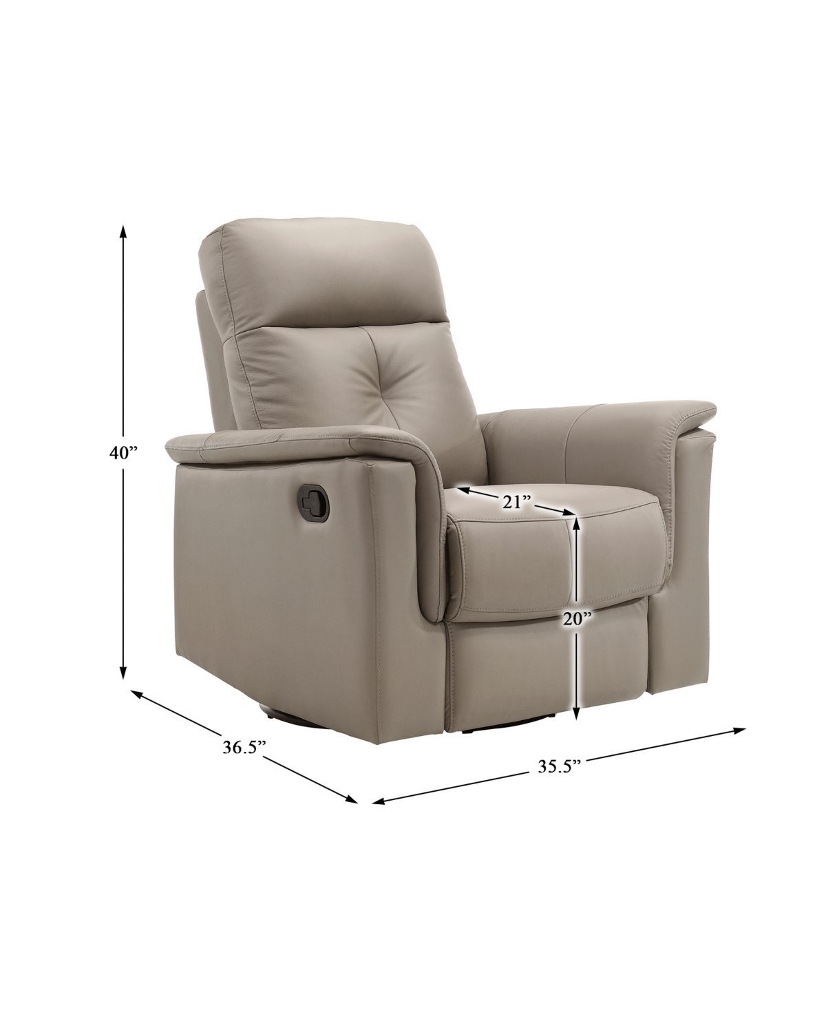Shop Homelegance White Label Emillia 36" Leather Swivel Glider Reclining Chair In Beige