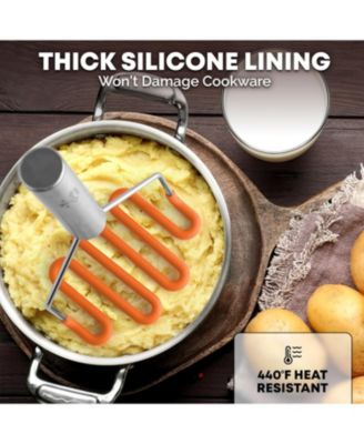 Non-Scratch Potato Masher Kitchen Tool - Durable Stainless Steel Mashed Potatoes Masher