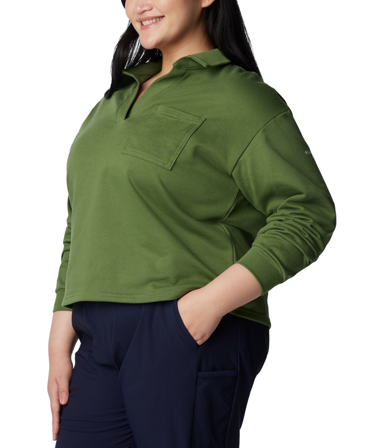 Shop Columbia Plus Size Trek Collared Long-sleeve Top, Created For Macy's In Fig