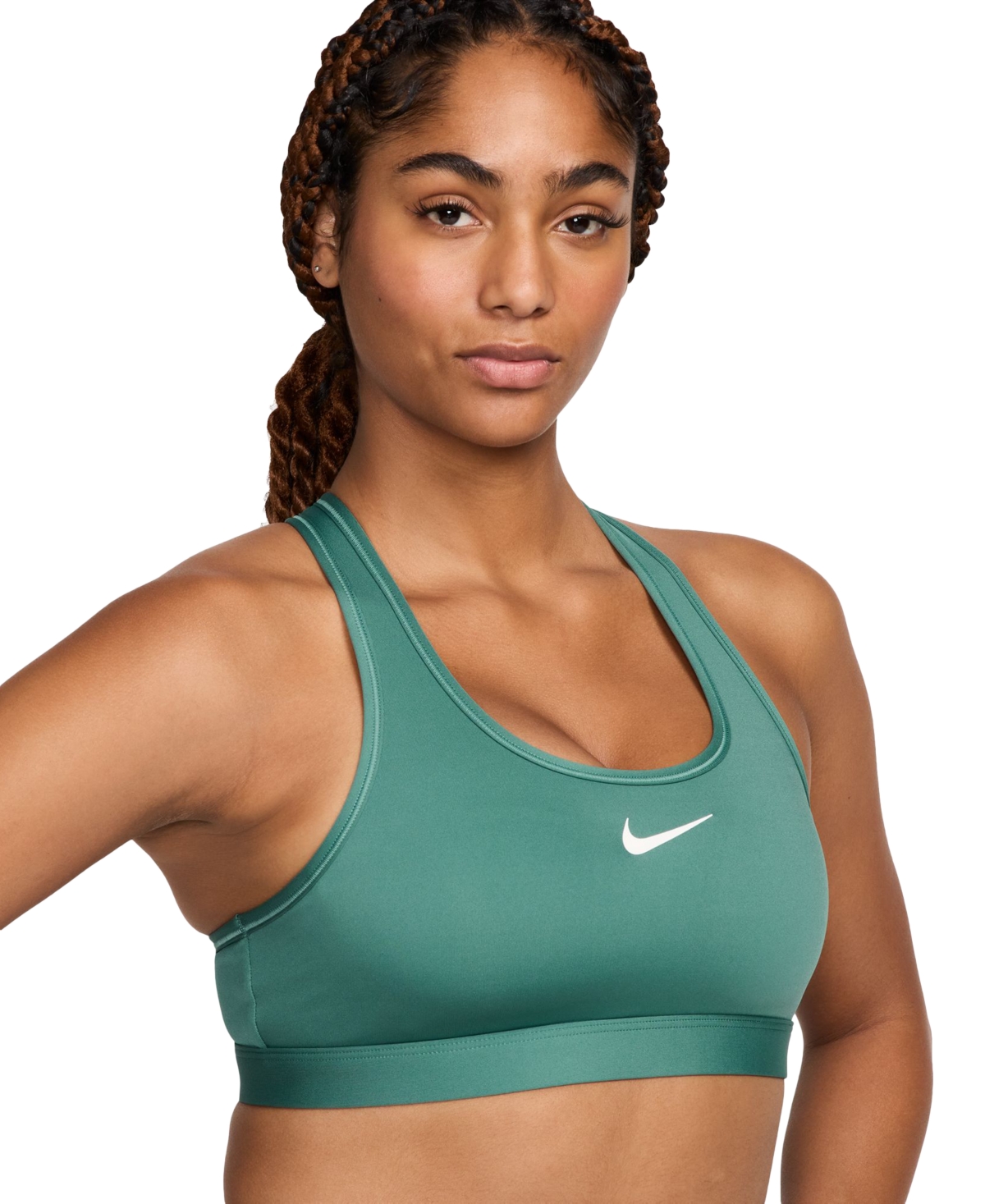 Shop Nike Women's Swoosh Padded Medium-impact Sports Bra In Bicoastal,white