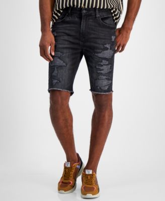 GUESS - Men's Slim-Fit Destroyed Denim Shorts