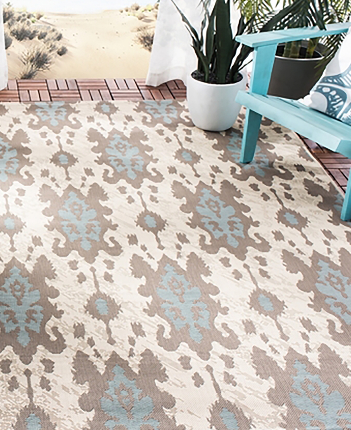 Safavieh Courtyard CY7276Darkand Aqua Weft Sisal Weave Outdoor Area Rug - Beige