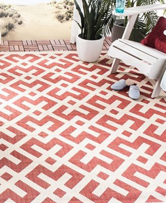 Courtyard CY6915 Red and Bone 5'3" x 7'7" Outdoor Area Rug