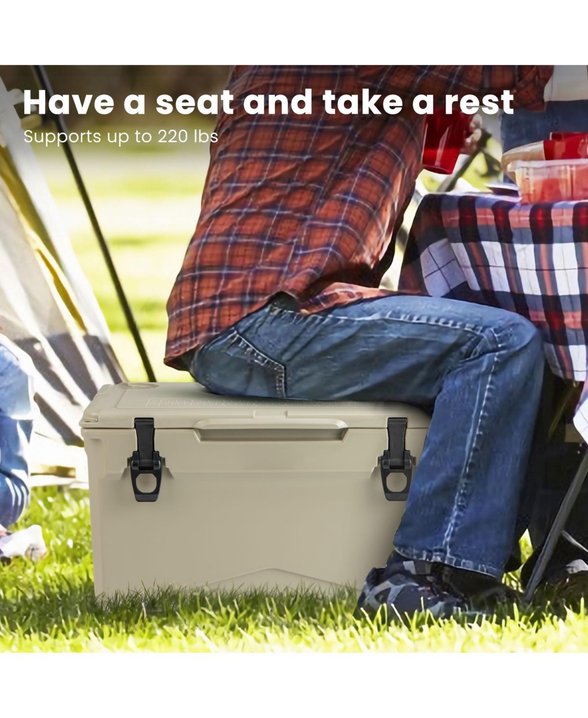 Slickblue Rotomolded Cooler with Integrated Cup Holders and Bottle Opener