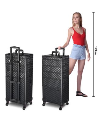 4in1 Rolling Makeup Case Cosmetic Train Case Organizer Storage Artist