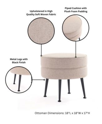 Bailey 18.11" Woven Polyester Blend Upholstered Ottoman