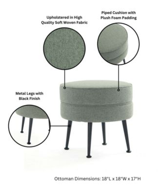 Bailey 18.11" Woven Polyester Blend Upholstered Ottoman