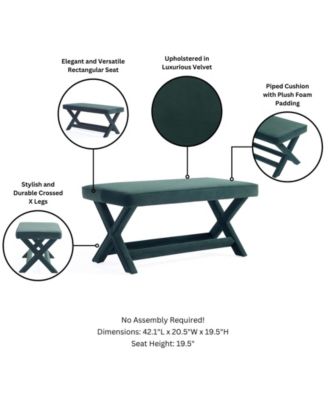 Abigail 42.12" Velvet Upholstered Double Ottoman Bench