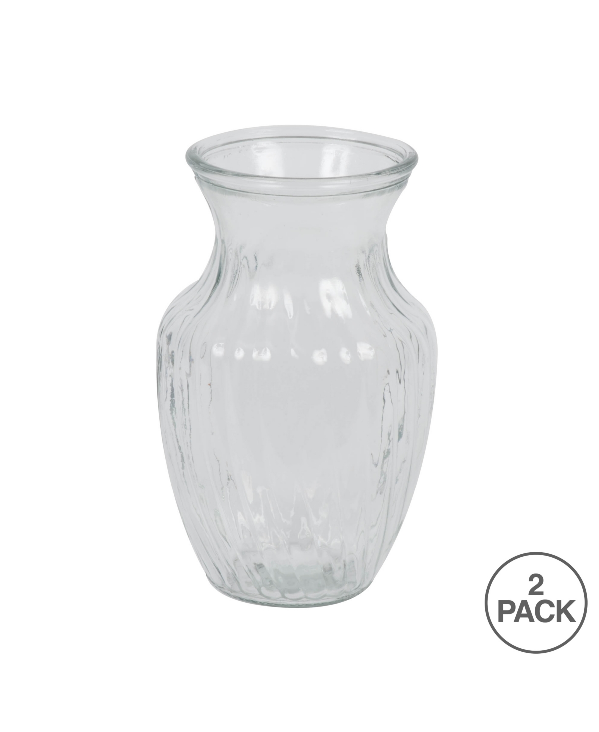 Vickerman 8" Clear Rose Vase. Includes Two Pieces Per Set. In Clear