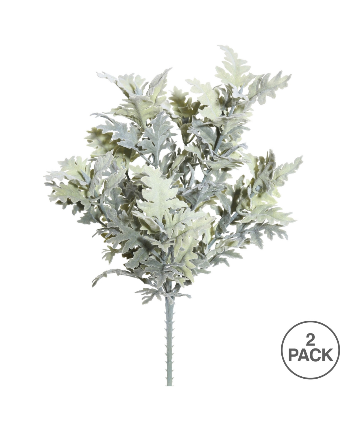 Vickerman 16" Artificial Green Flocked Dusty Miller Bush, Set Of 2 In Multi
