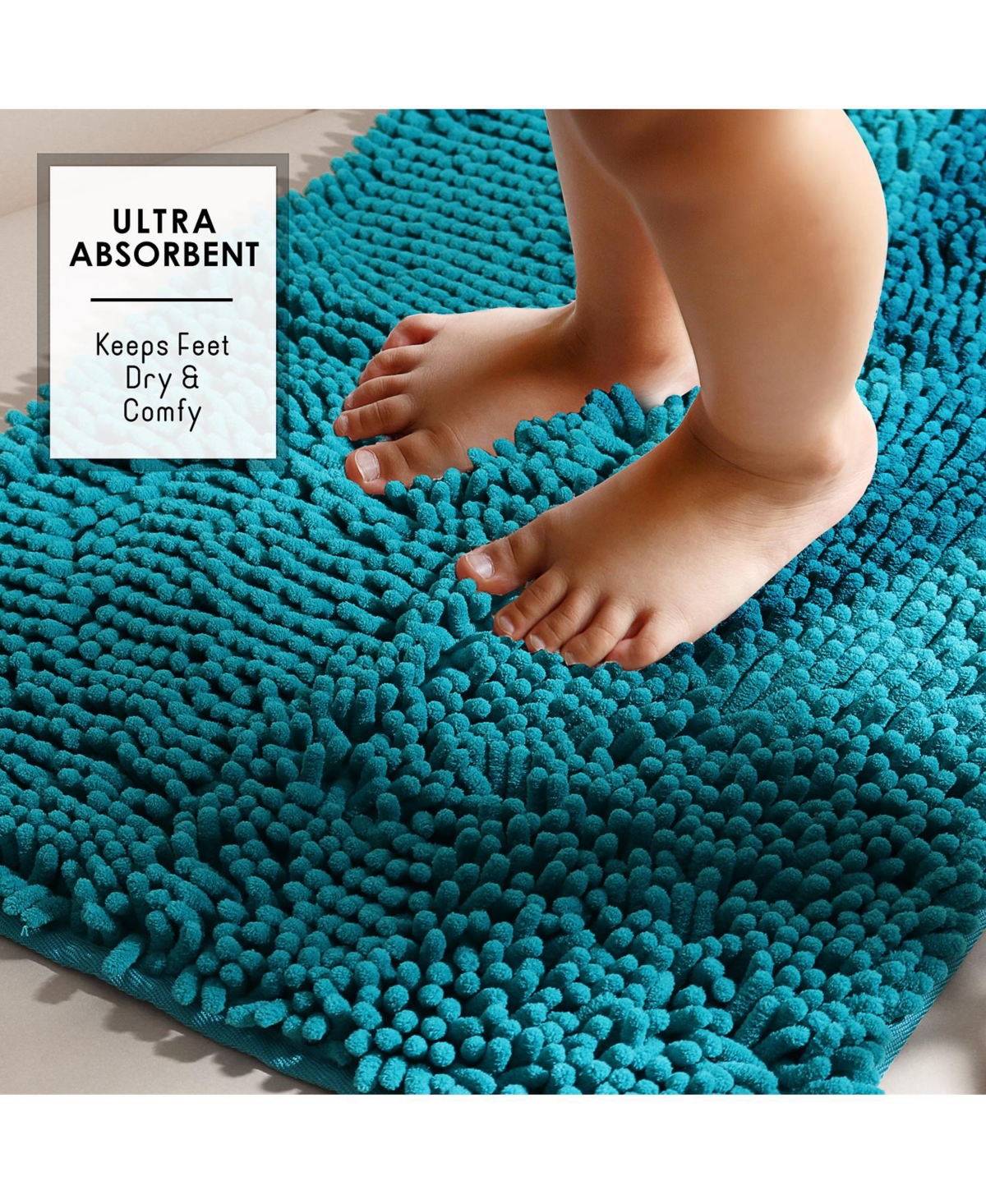 Hearth & Harbor Ultra Soft Non-Slip Chenille Bath Rug - Quick Dry, Machine Washable - 17”x24”