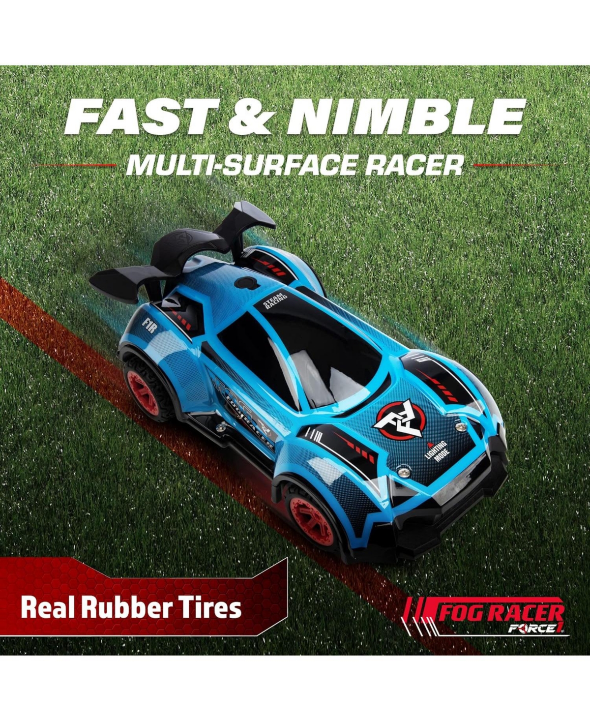 Force1 Fog Racer Remote Control Car For Kids - Red and Blue - Red and Blue