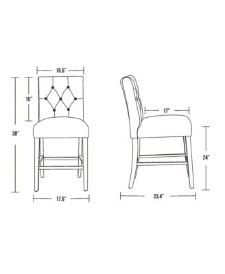 24" Linen Fabric Tufted Counter Stool