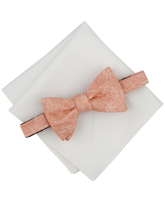 Bar III Men's Floral Bow Tie & Solid Pocket Square Set, Created for ...