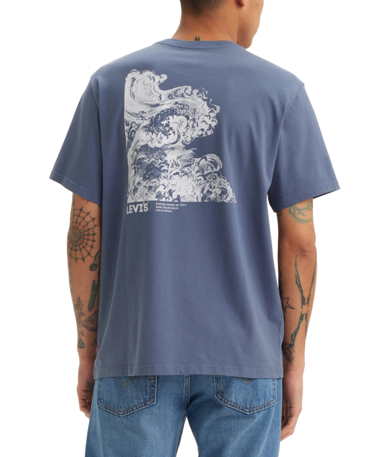 Shop Levi's Men's Relaxed-fit Tidal Wave Logo Graphic T-shirt In Wave Aop H