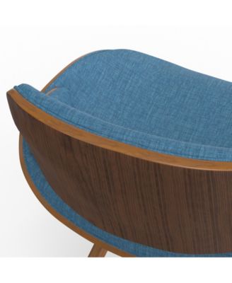 Malden Bentwood Dining Chair with Wood Back in Blue Linen Look Woven Fabric