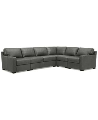 Radley 136"  5-Pc. Leather Square Corner L Shape Modular Sectional