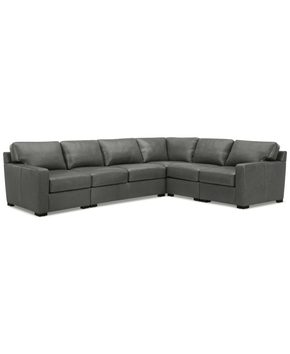 Shop Macy's Radley 136" 5-pc. Leather Square Corner L Shape Modular Sectional In Anthracite