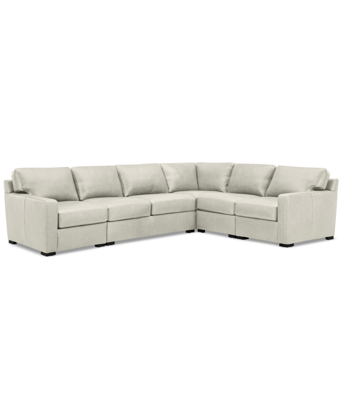 Shop Macy's Radley 136" 5-pc. Leather Square Corner L Shape Modular Sectional In Coconut Milk