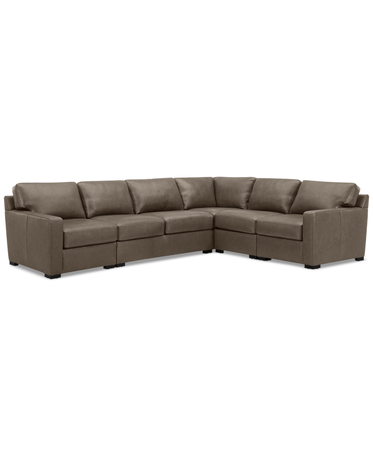 Macy's Radley 113" 5-pc. Leather Wedge L Shape Modular Sectional, Created For  In Medium Brown
