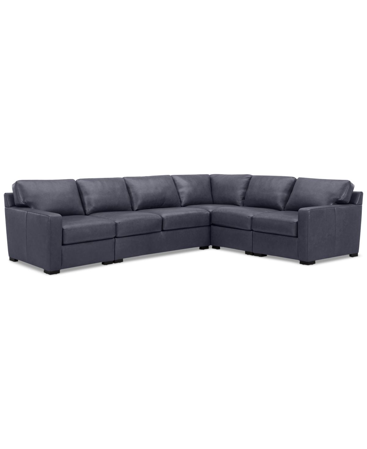 Shop Macy's Radley 136" 5-pc. Leather Square Corner L Shape Modular Sectional In Slate Grey