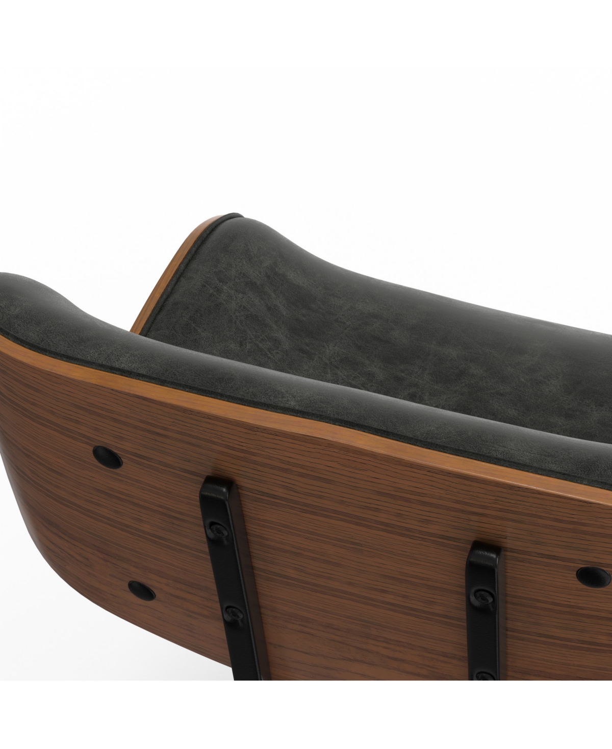 Simpli Home Dax Bentwood Office Chair In Distressed Slate Grey Pu Leather In Distressed Slate Grey