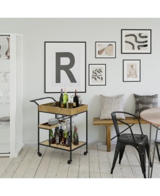 Barnes Solid Mango Wood 29 inch Bar Cart in Natural