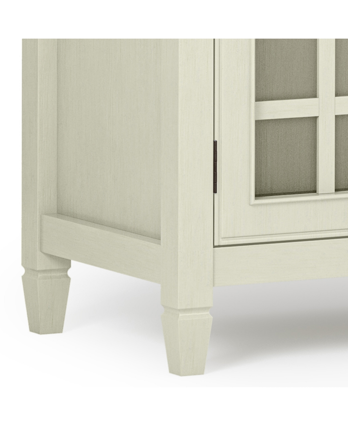 Simpli Home Connaught Solid Wood Low Storage Cabinet In Antique White In Antique White