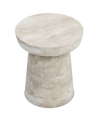 Robbie Solid Mango Wood Accent Table in Distressed White Wash