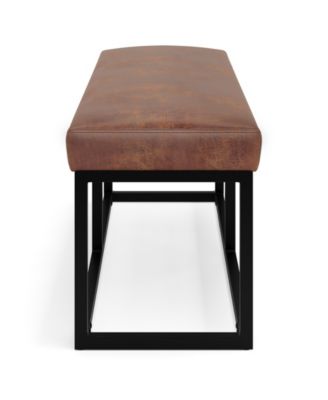 Reynolds Ottoman Bench in Distressed Saddle Brown Pu Leather