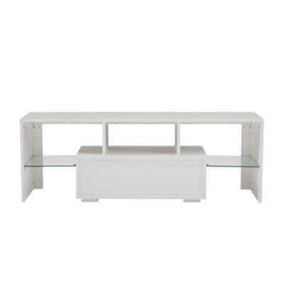  Modern TV Stand With LED Lights, High Glossy Front TV Cabinet