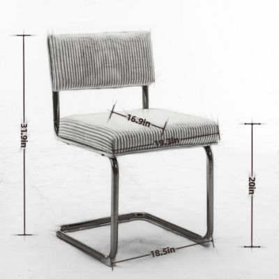 2 Modern Black Corduroy Dining Chairs