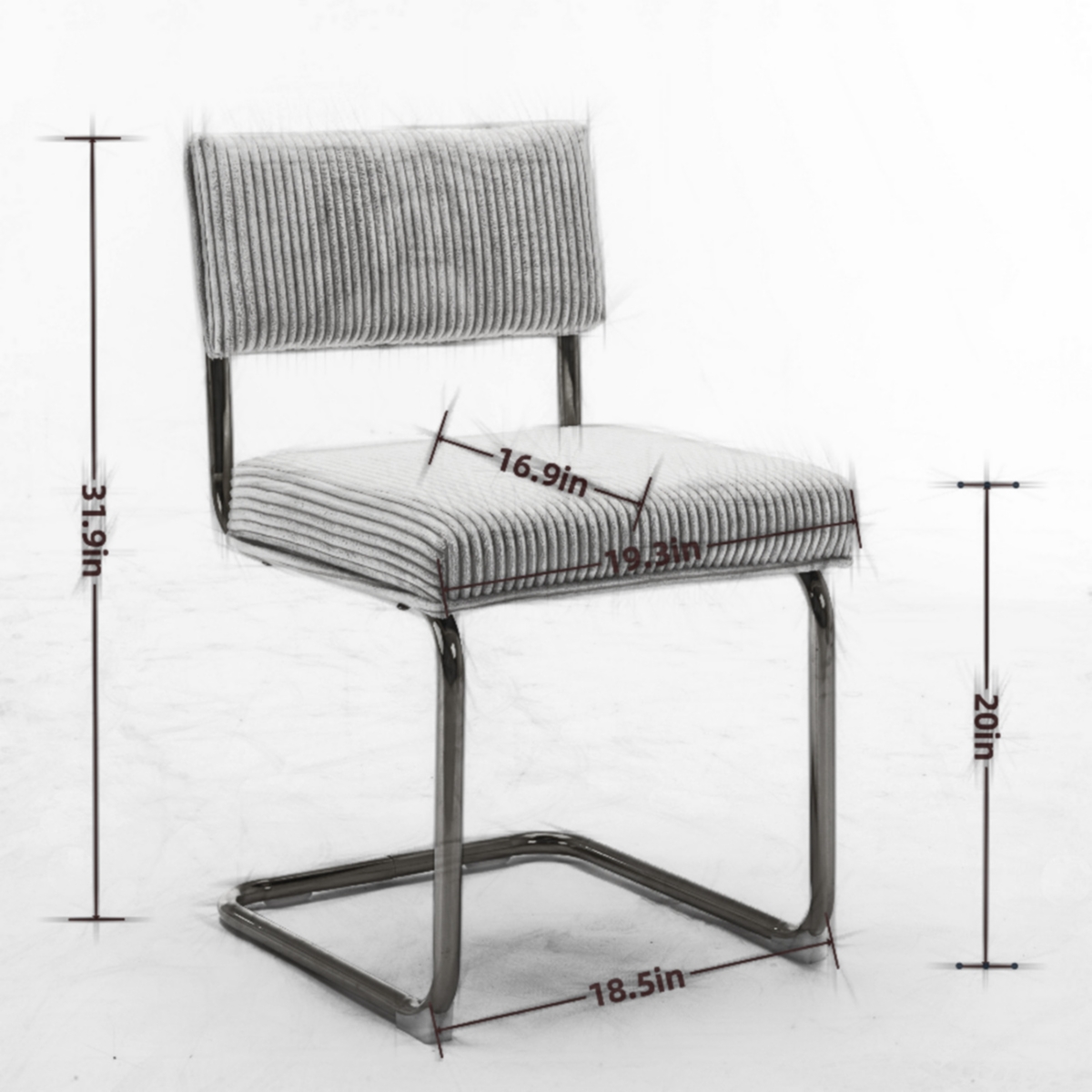 Streamdale Furniture 2 Modern Black Corduroy Dining Chairs