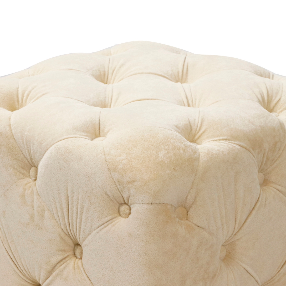 Streamdale Furniture Beige Velvet Ottoman & Table Set